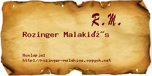 Rozinger Malakiás névjegykártya